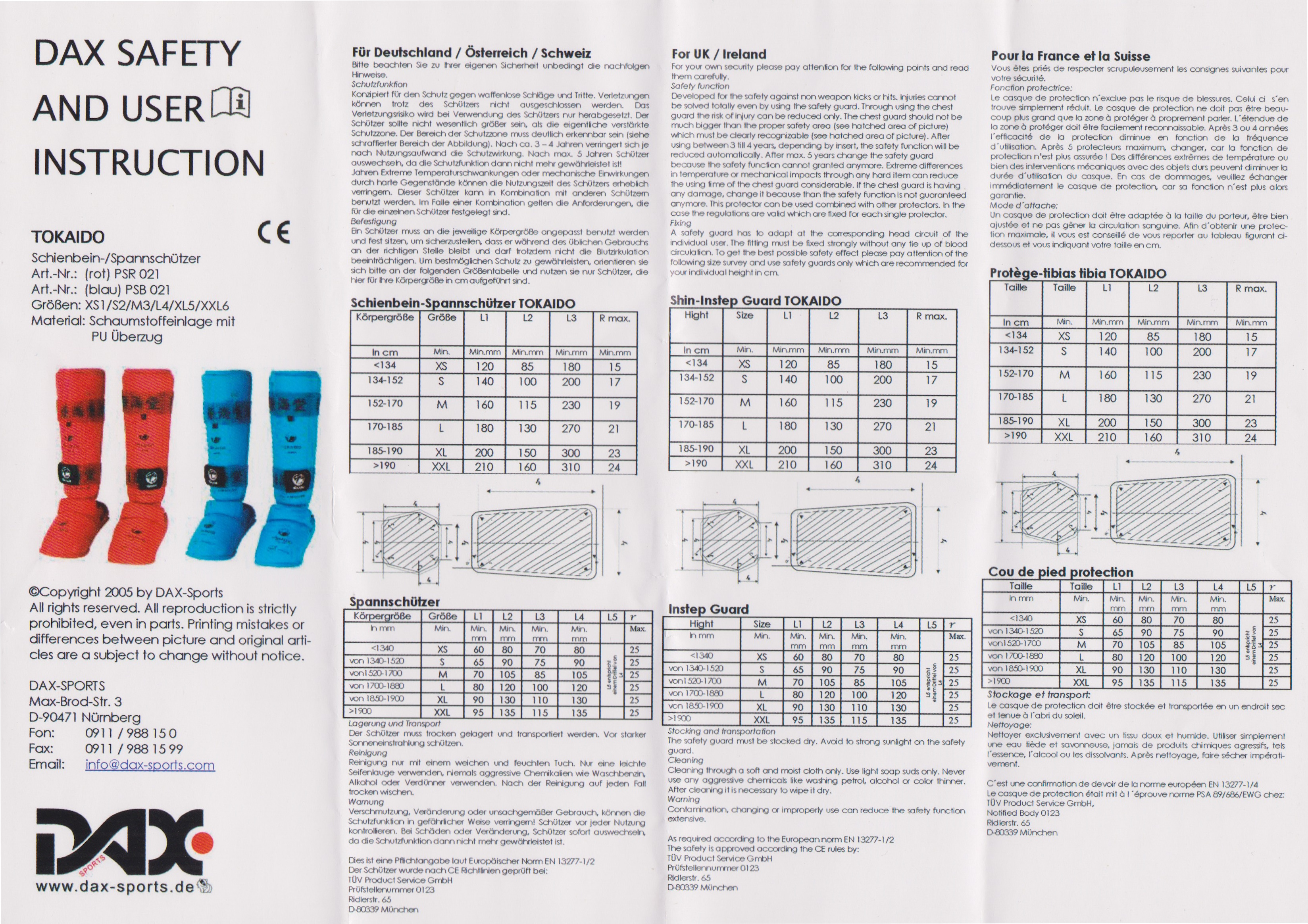 Tokaido Fußschützer blau MIT KLETT (WKF)