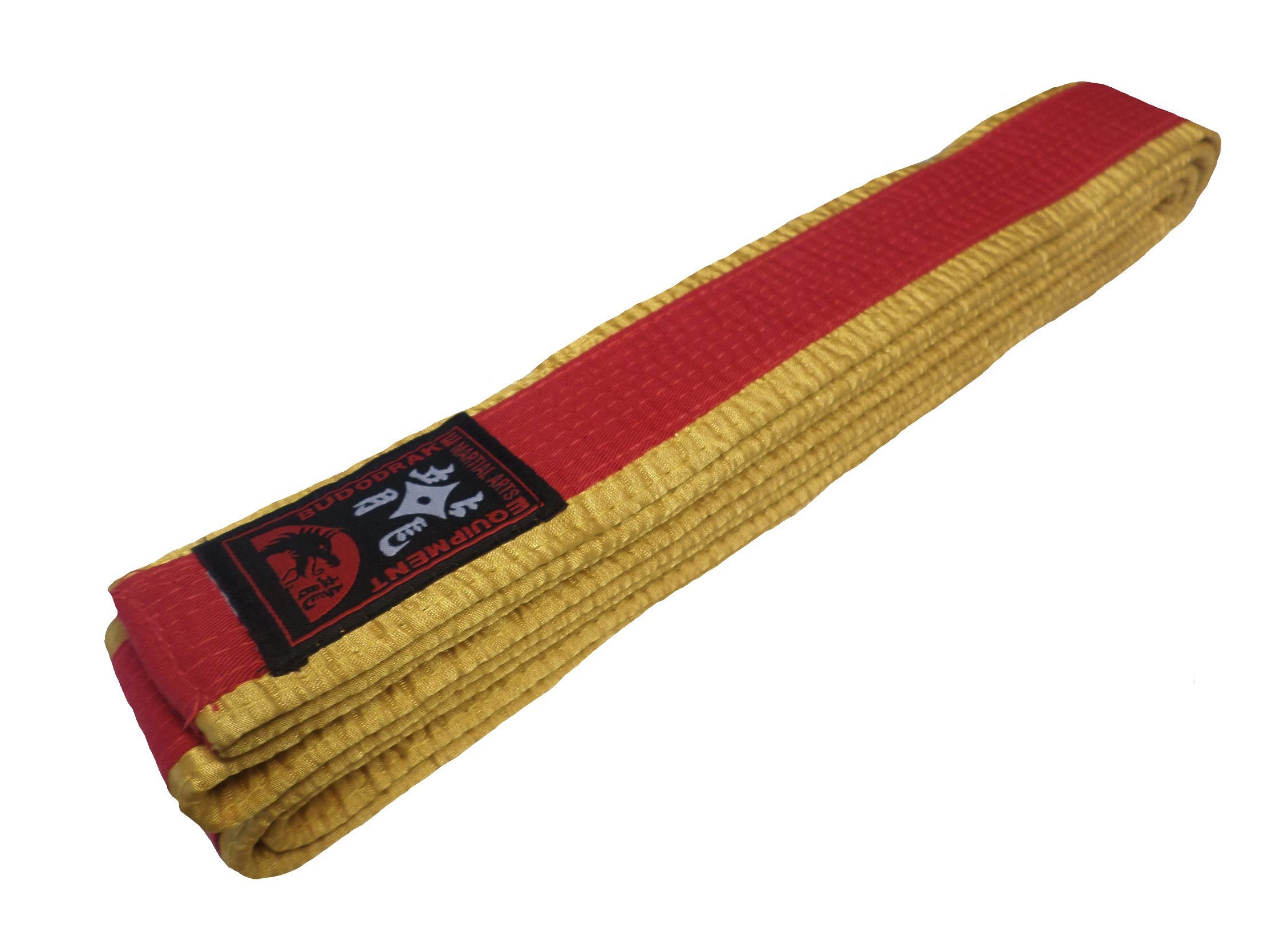 Großmeister Gürtel rot, gelb-gold eingefasst mit Bestickung, 350