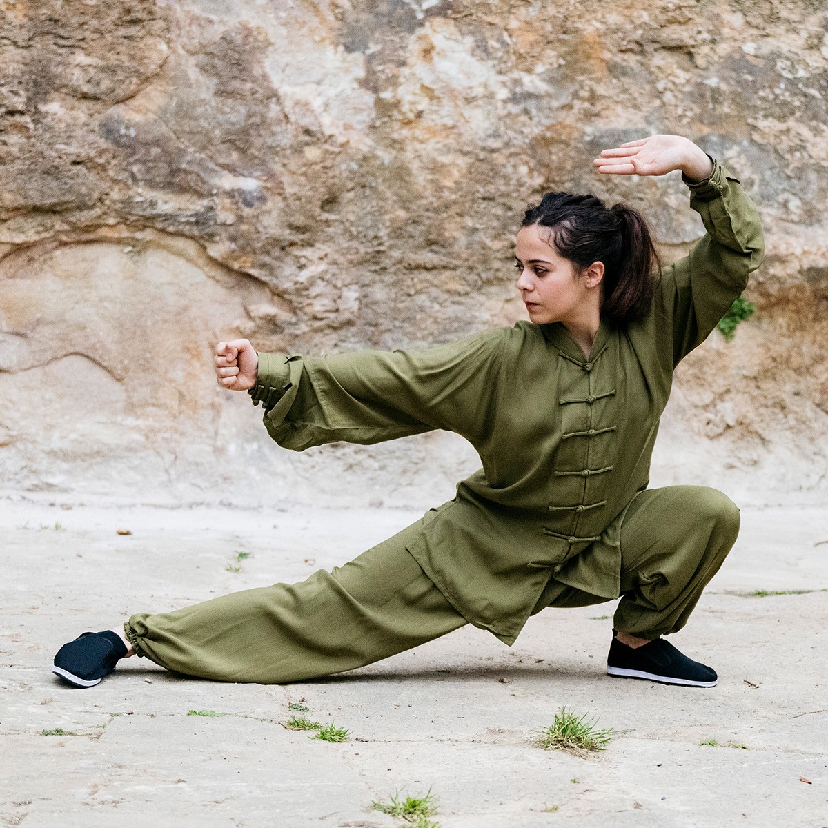 Kung-Fu / Taiji Anzug Oliv