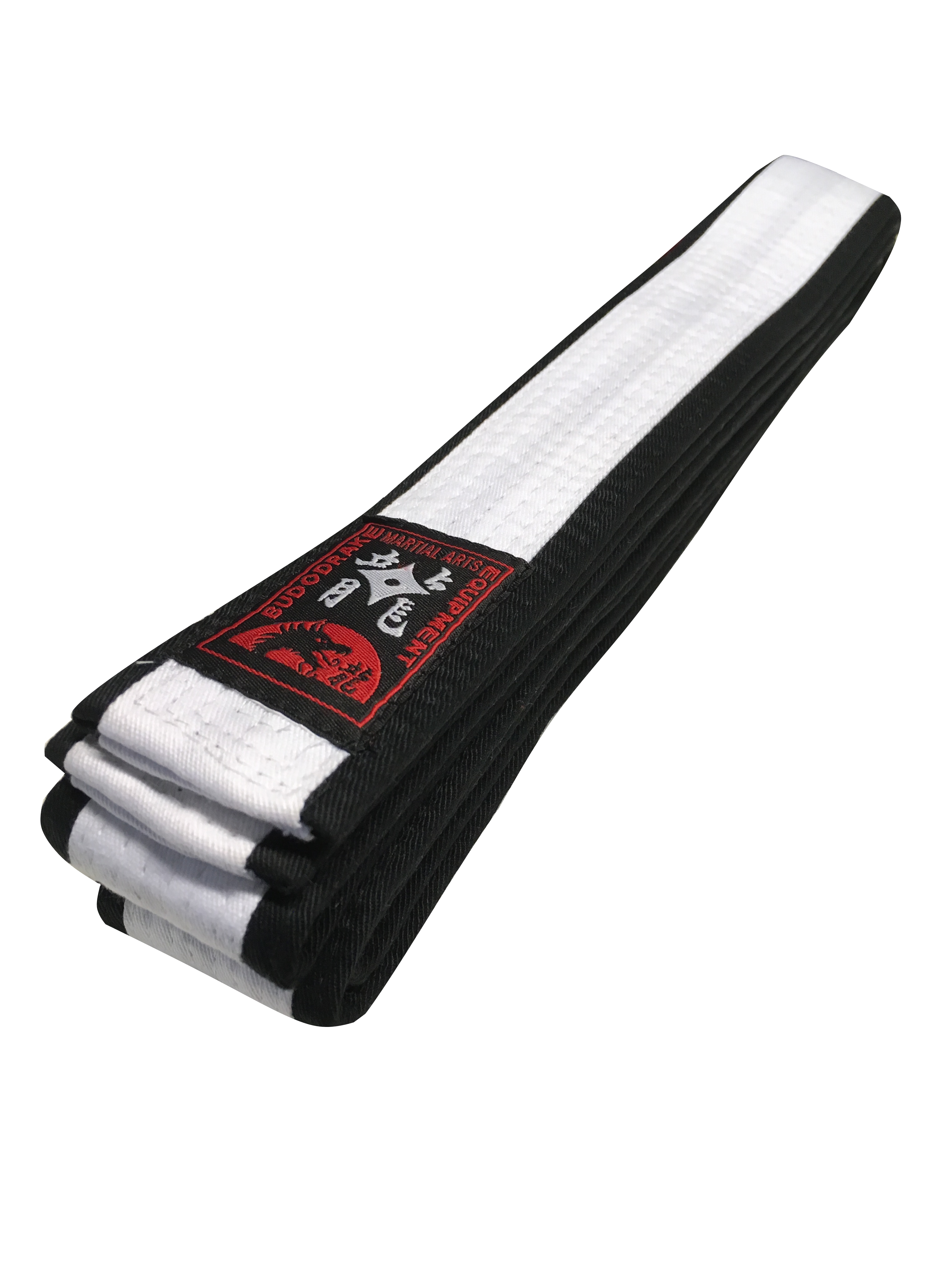 Großmeister Gürtel weiß, schwarz eingefasst mit Bestickung, 350