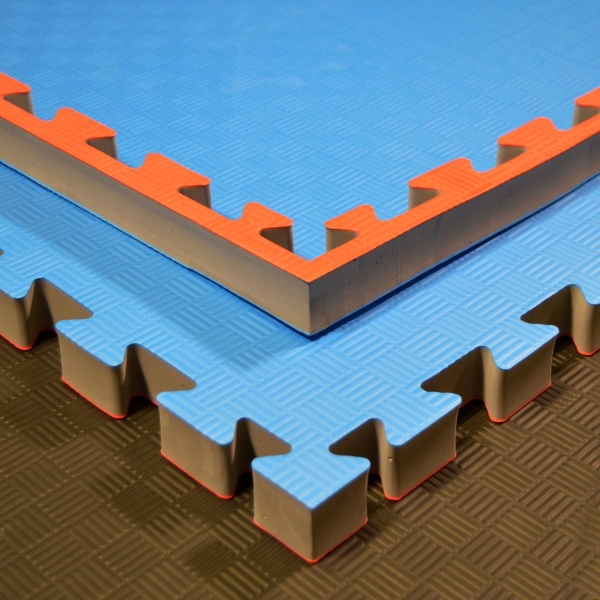 Allround Trainingsmatten 100 x 100 x 4 cm verzahnt für Fitness, Yoga, Kita, Schule, Home grün-rot