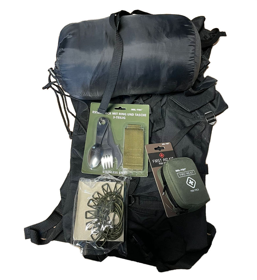 Notfall-Rucksack, Krisen Fluchtrucksack gefüllt