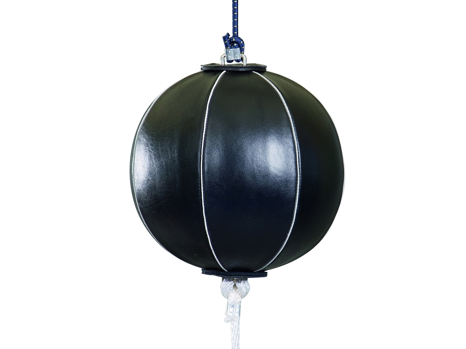 Doppelendball mit 2 Gummiseilen, Echtleder schwarz