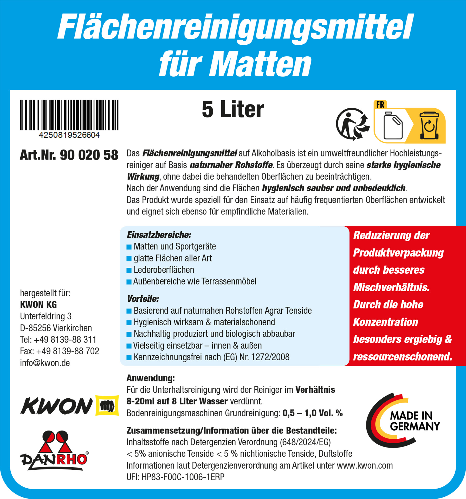 KWON (R) Steckmatten-Reiniger / Matten Reiniger 5L [11,99 EUR/je 1L]