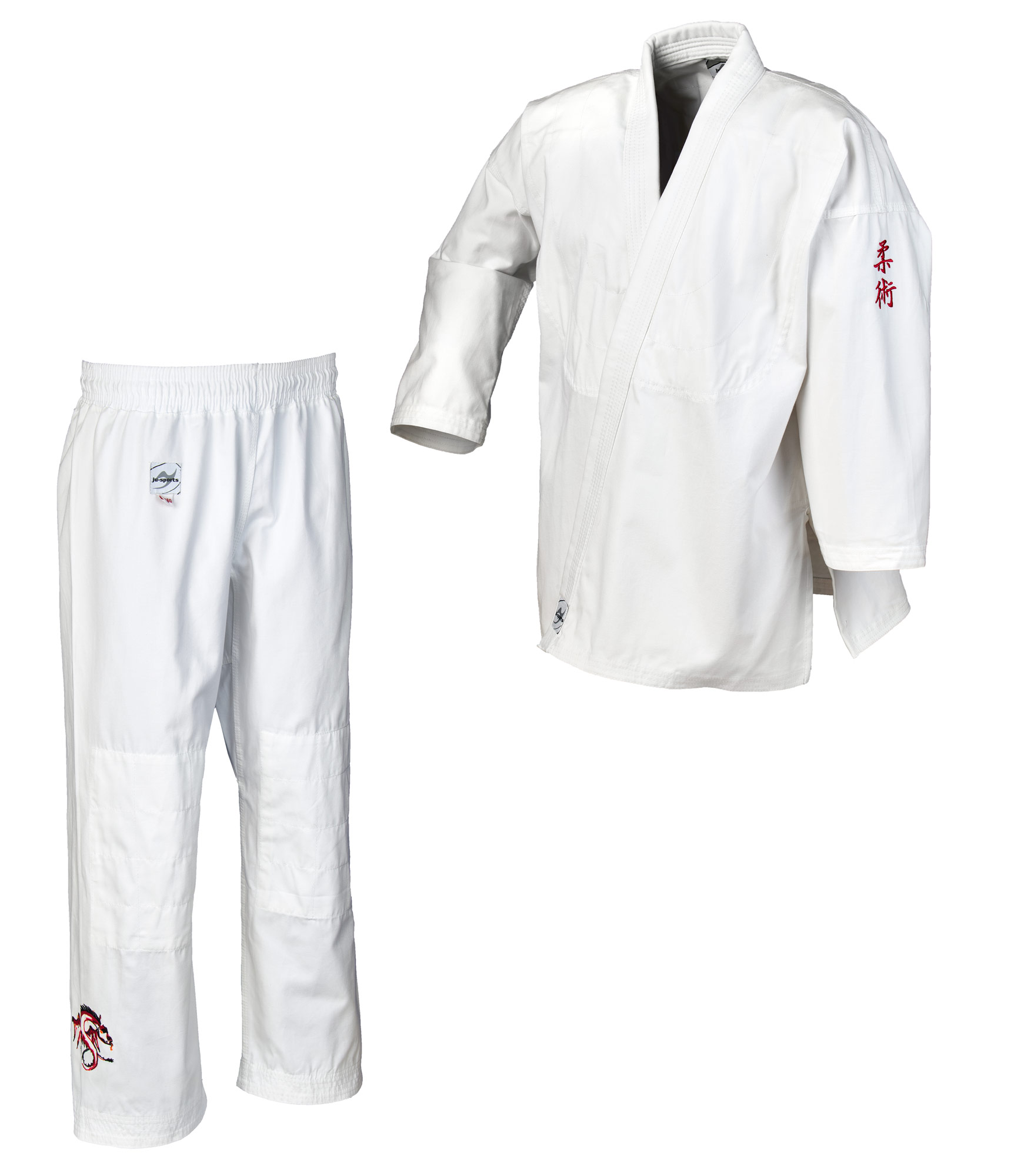 Ju Jutsu Jiu-Jitsu Anzug mit Bestickung Kindergrößen glatt