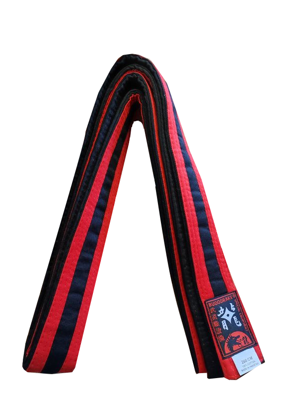 Schwarzgurt Großmeistergürtel mit 2 roten Streifen auf der Vorderseite 380 mit Bestickung