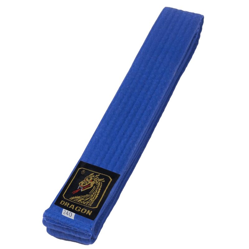 Budogürtel Dragon 100 % Baumwolle, Karategürtel Judogürtel Blau Bestickung