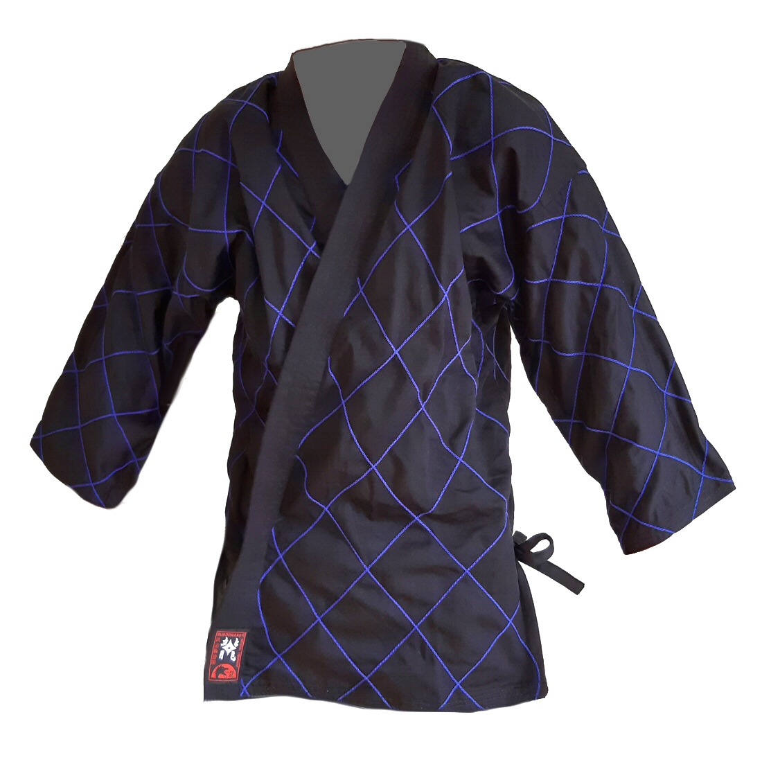 Hapkido-Anzug schwarz mit blauen Rauten