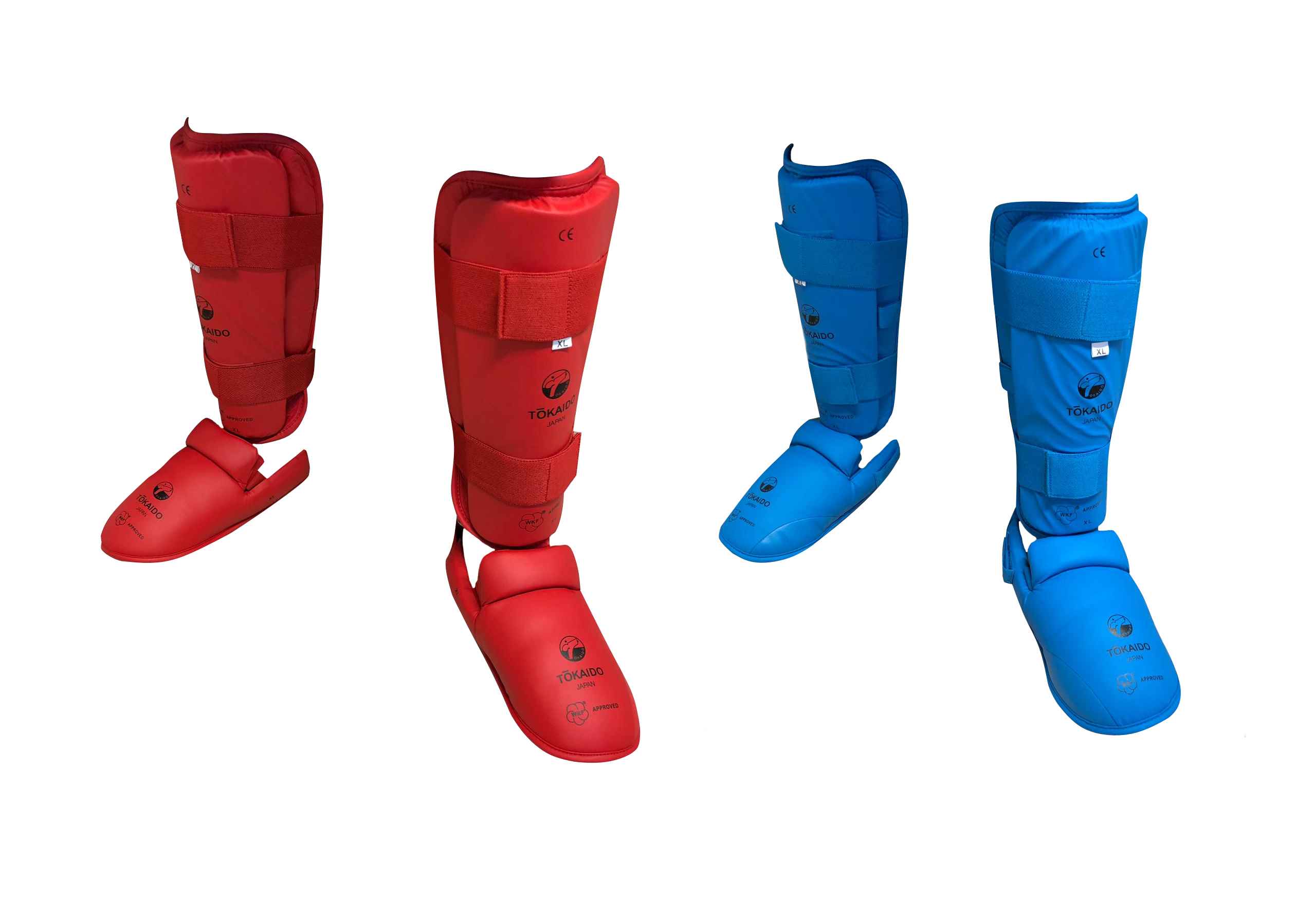 SET Tokaido Schienbein-Spannschutz rot+ blau inkl. Mesh Bag