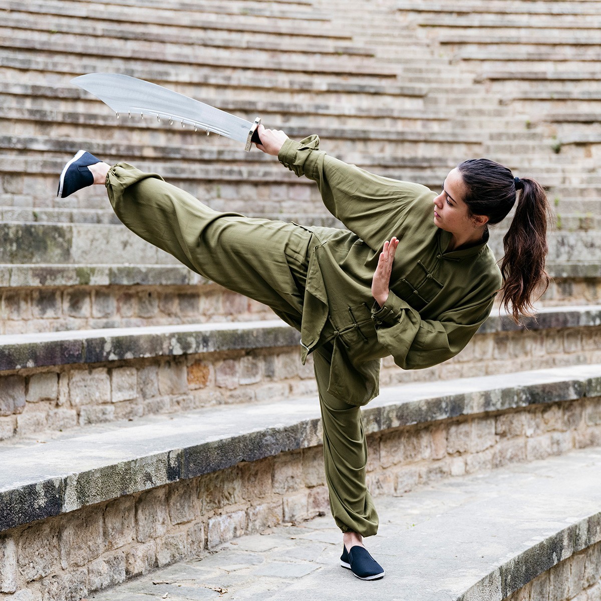 Kung-Fu / Taiji Anzug Oliv