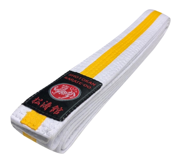 Shotokan Karategürtel Silver Edition 100 % Cotton weiß-gelb