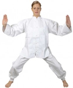 Kung-Fu Anzug weiß (Baumwolle) mit Bündchen