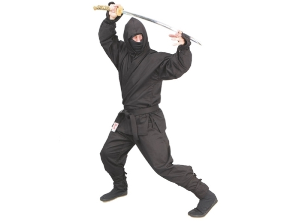 Ninjutsu / Ninja Anzug Standard mit Kopfmaske, schwarz