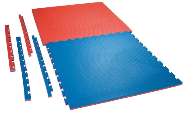 Kampfsportmatten Wendematte VERZAHNT Checker / 100 x 100 x 2cm / rot-blau