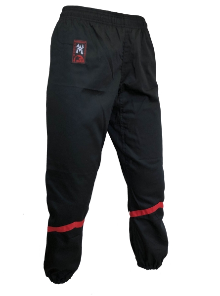 Wing Chun Hose schwarz, mit rotem Winkel