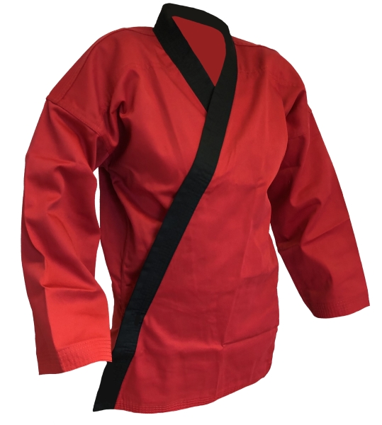 Hapkido-Anzug rot-schwarz mit seitlicher Schnürung